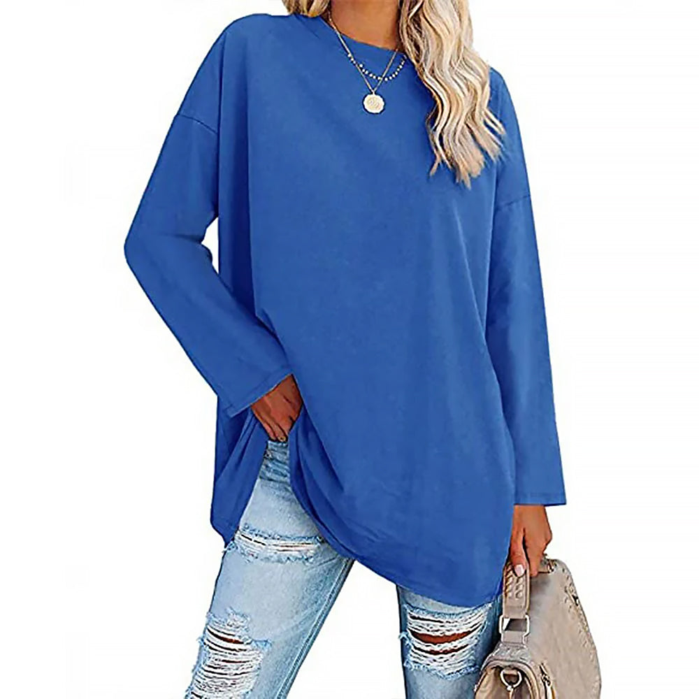 Ladies Long Sleeve Round Neck Shirt | Loose Fit