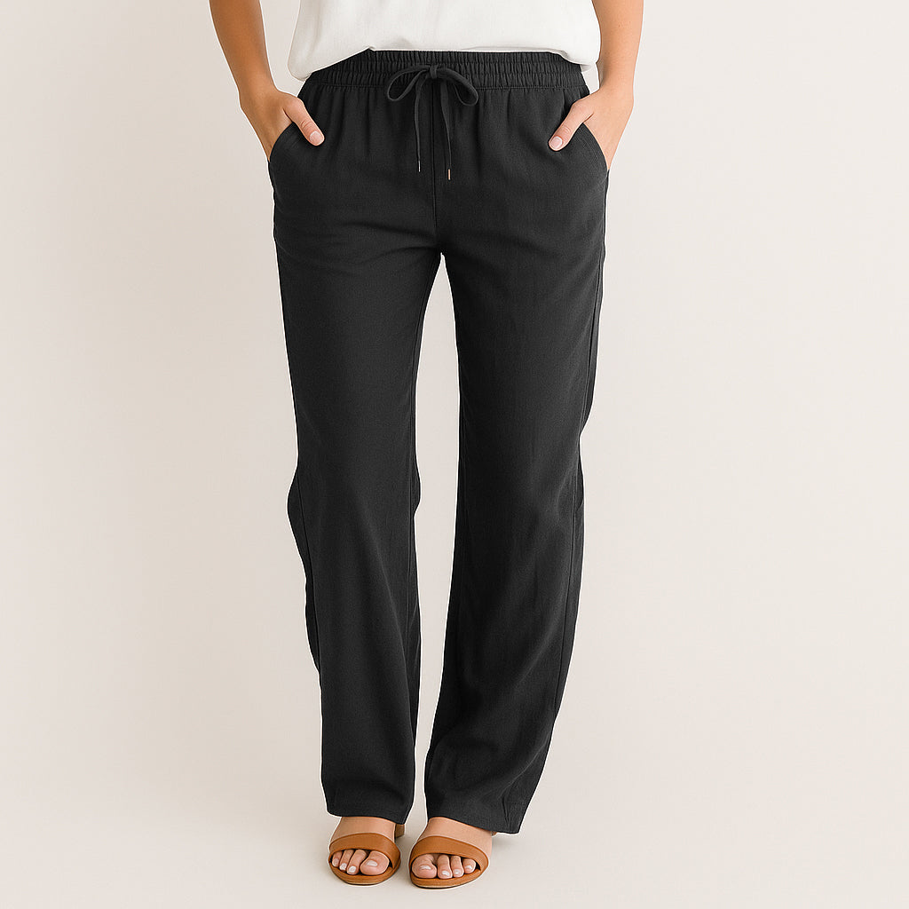 Ladies Wide Leg Pants | Drawstring Waist