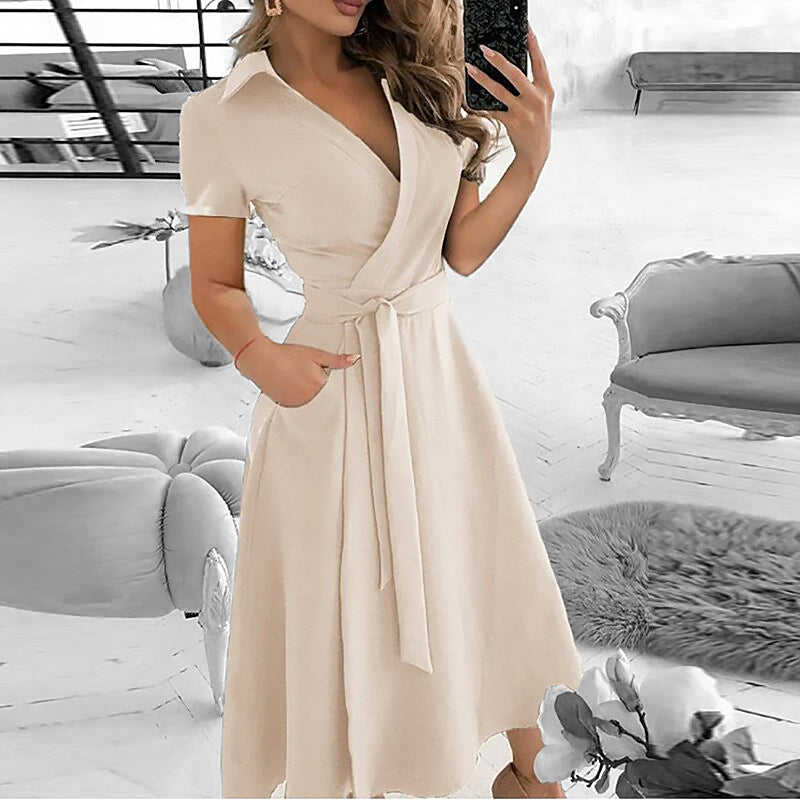 Women's Off-the-shoulder Midi Dress | Buttoned cut