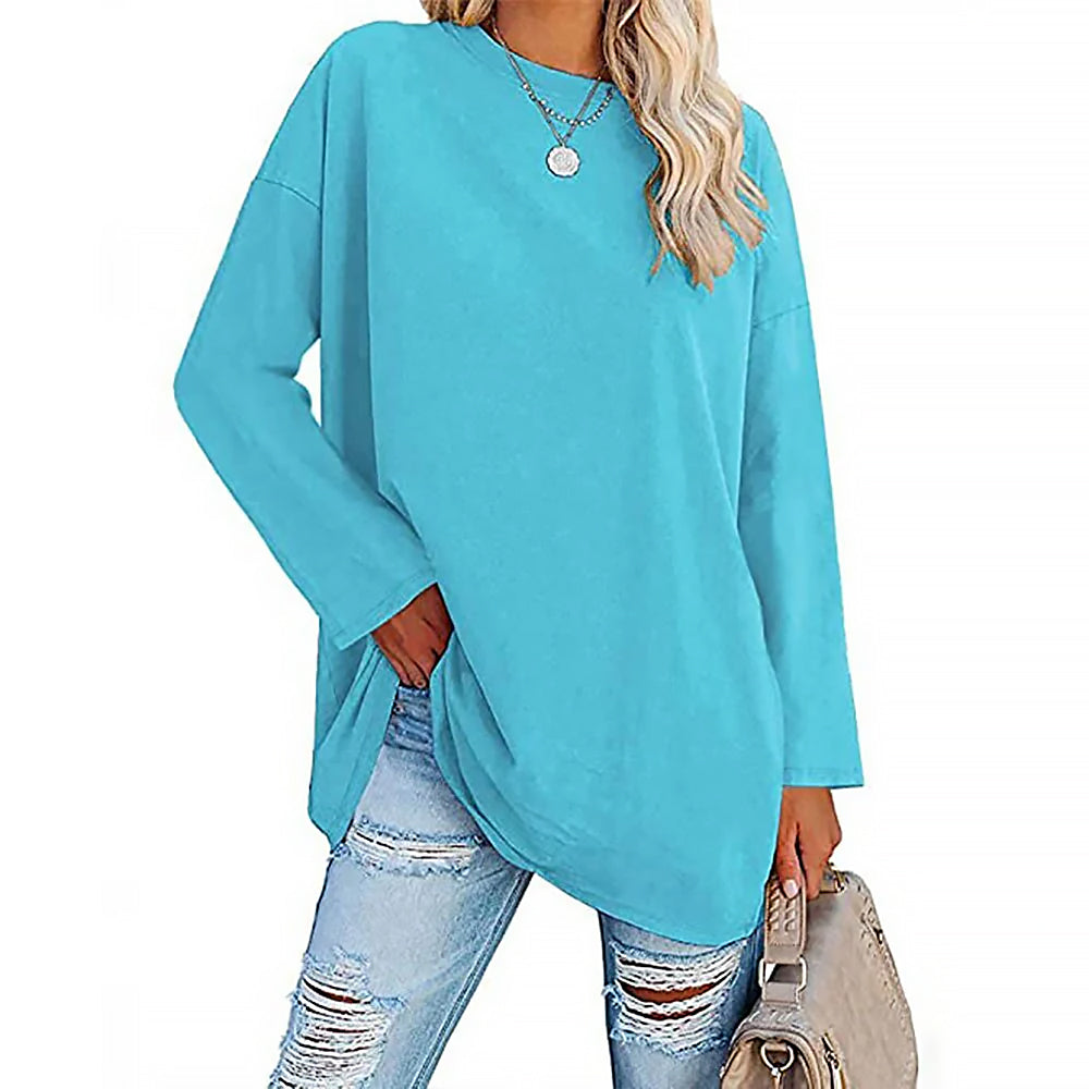 Ladies Long Sleeve Round Neck Shirt | Loose Fit