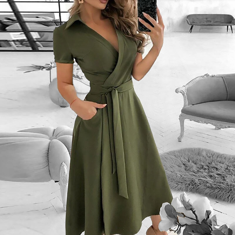 Women's Off-the-shoulder Midi Dress | Buttoned cut