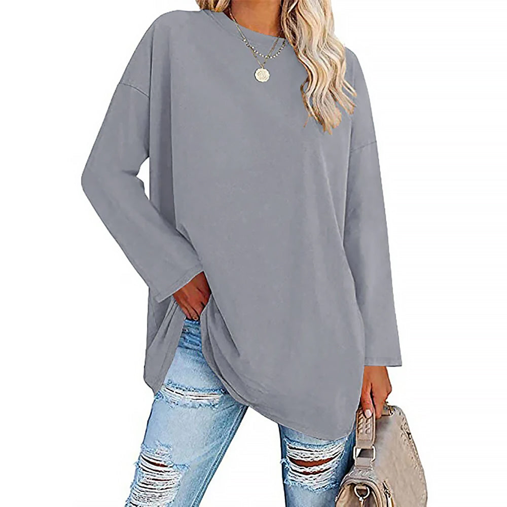 Ladies Long Sleeve Round Neck Shirt | Loose Fit