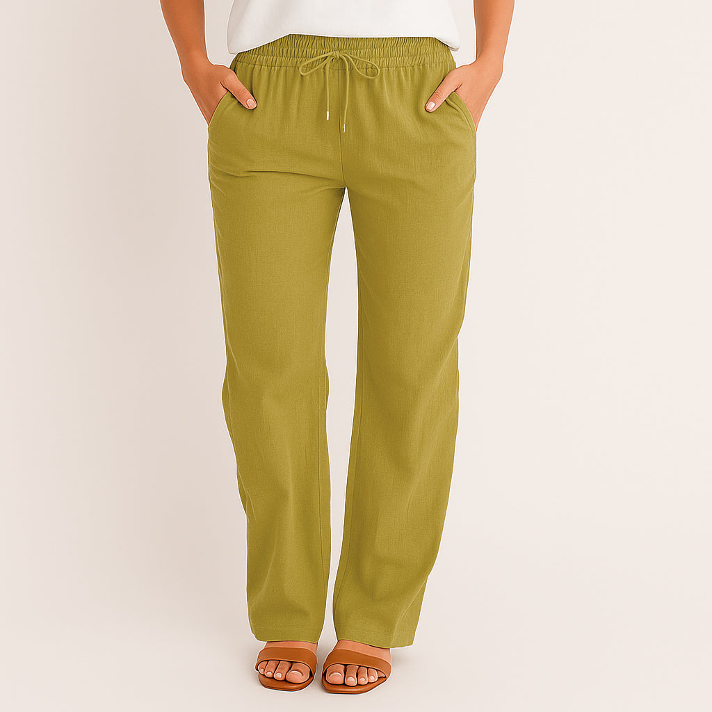 Ladies Wide Leg Pants | Drawstring Waist
