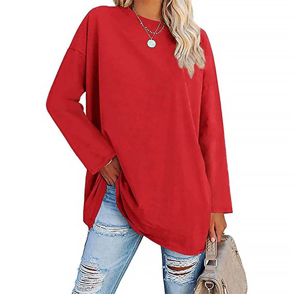 Ladies Long Sleeve Round Neck Shirt | Loose Fit
