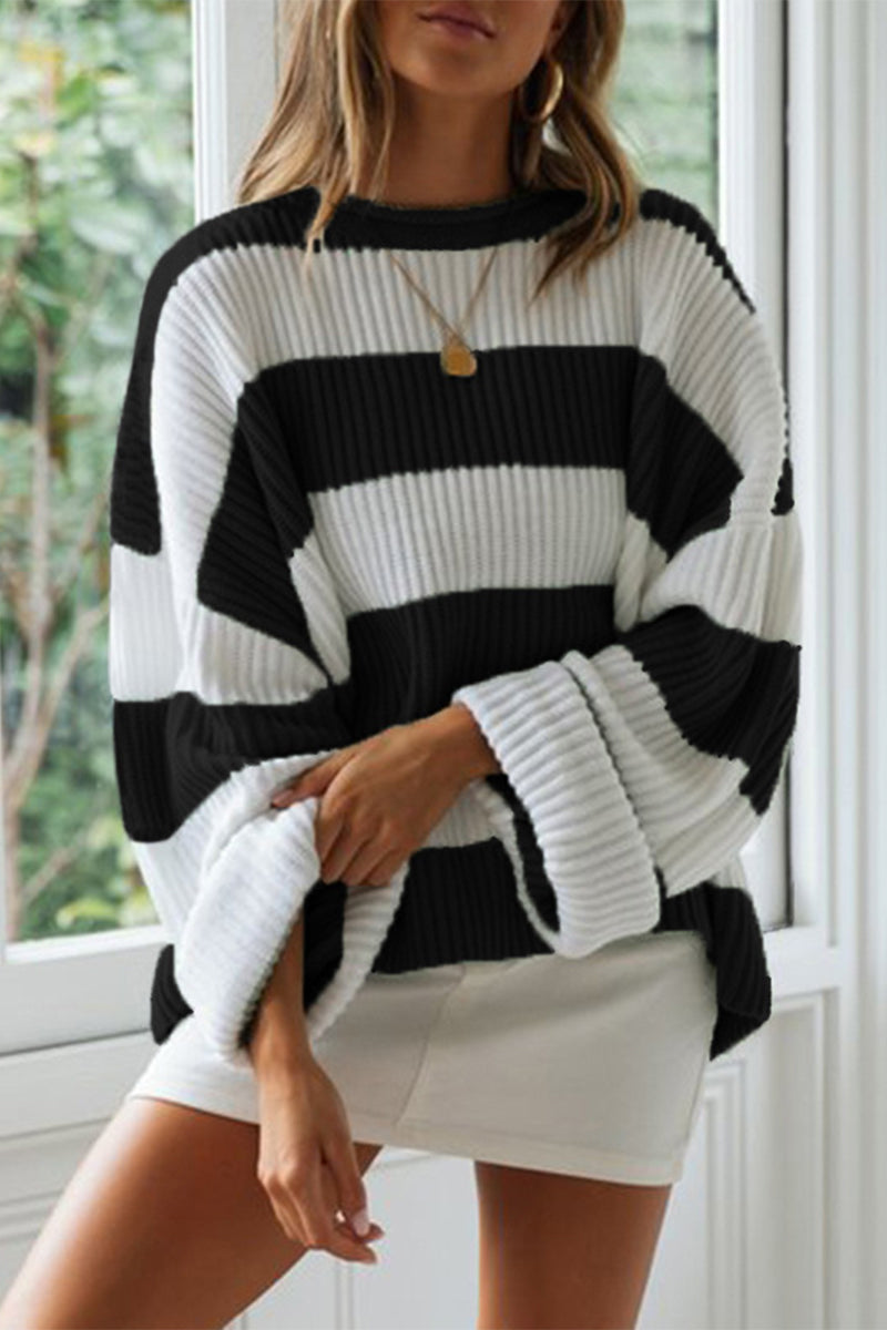 Women Striped Pullover Jumper | Loose Fit