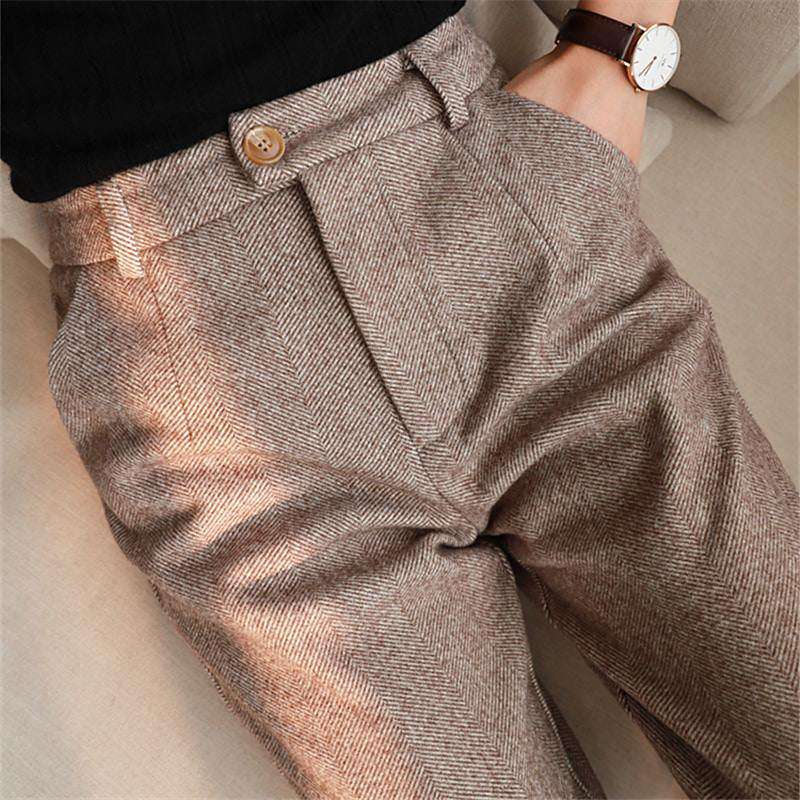 Ladies Structured High Waist Pants | Straight Leg