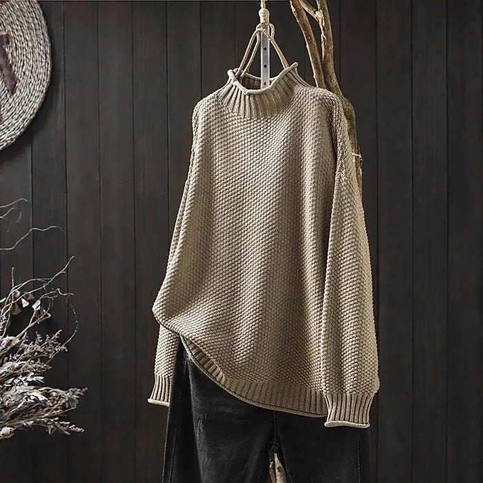 Ladies Loose Turtleneck Sweater | Chunky Knit