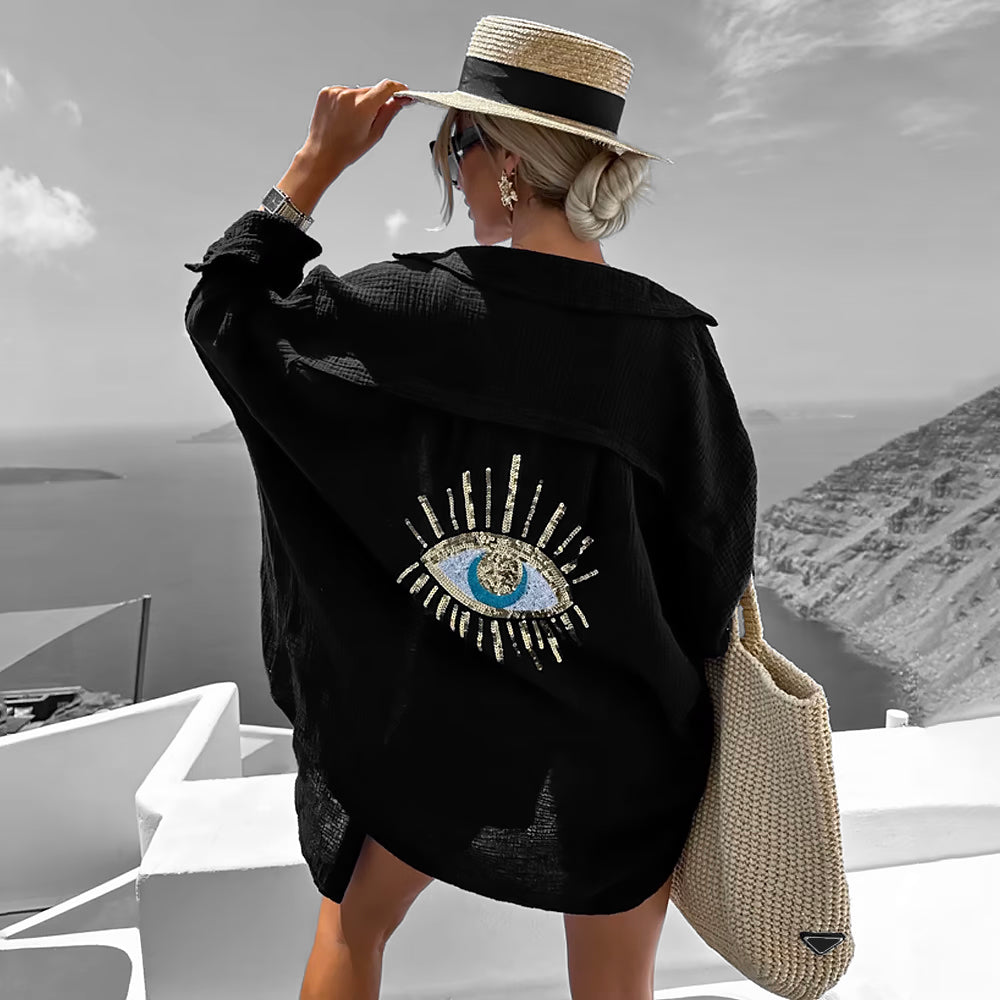 Women Oversized Summer Blouse | Eye Detail