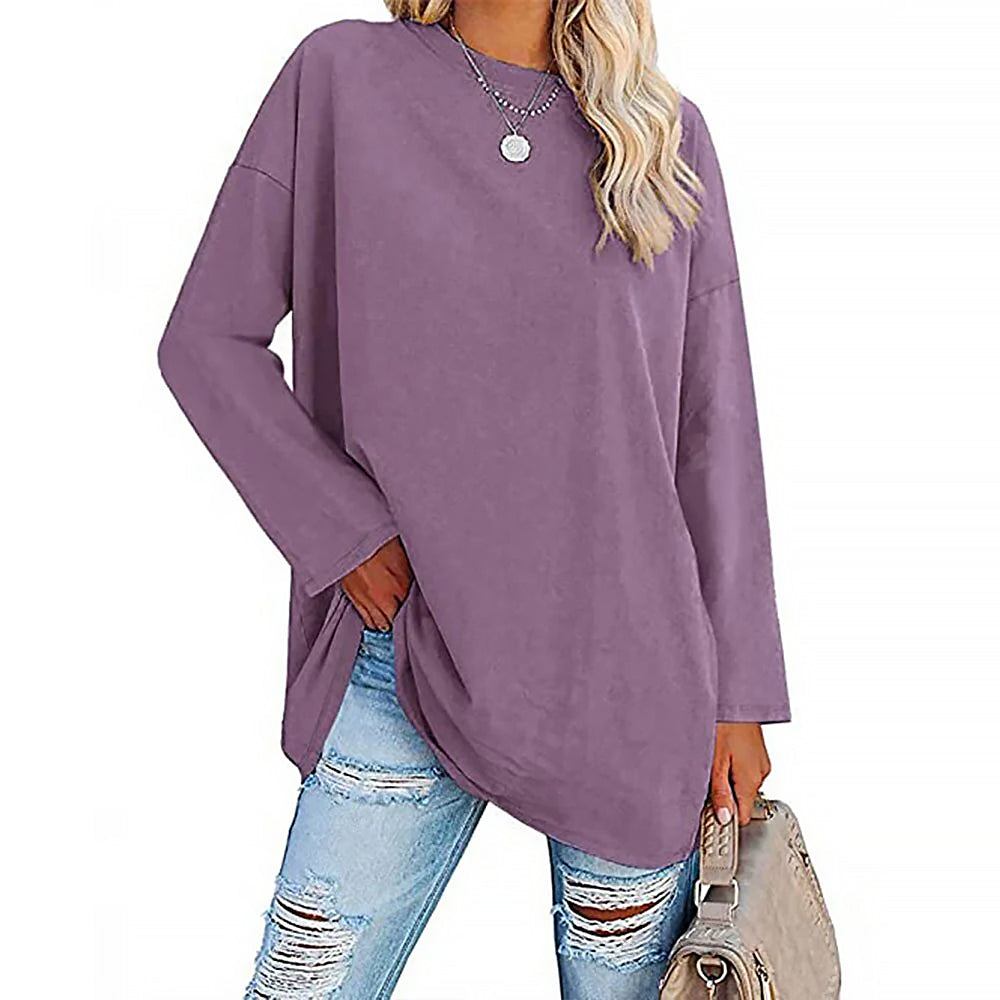 Ladies Long Sleeve Round Neck Shirt | Loose Fit