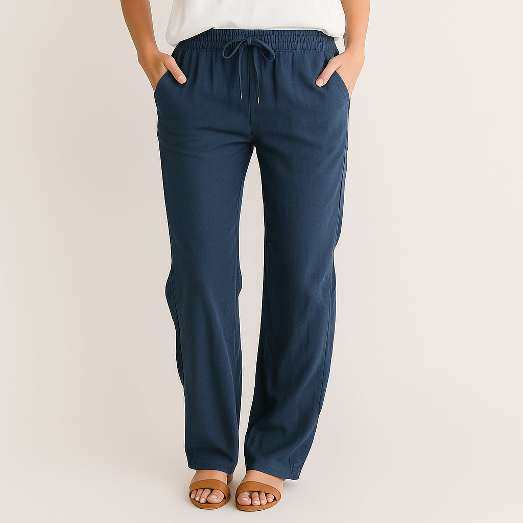 Ladies Wide Leg Pants | Drawstring Waist