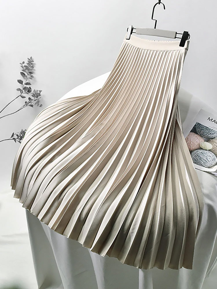 Ladies Pleated Midi Skirt | High Waist