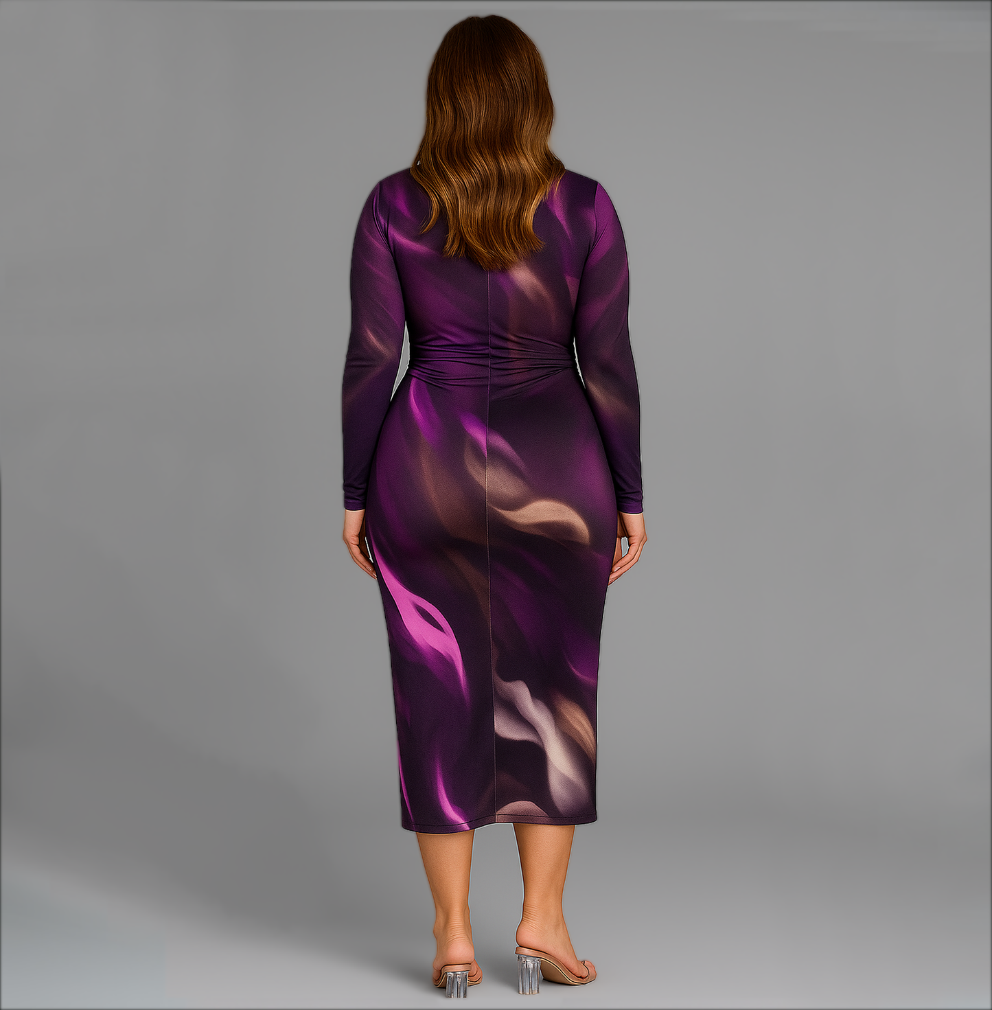 Women Long Sleeve Wrap Dress | Ruched Detail