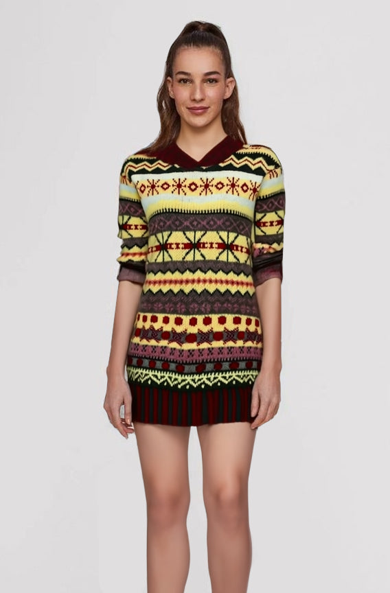 Ladies Patterned Knit Sweater | Long Fit