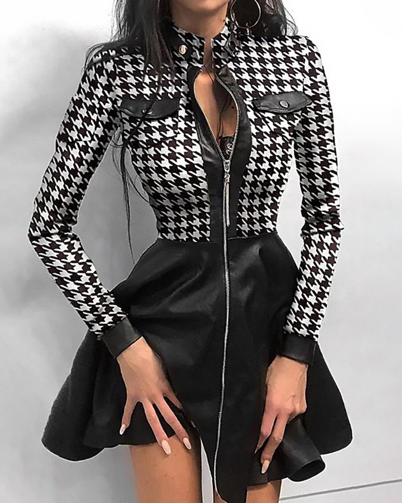 Ladies Fitted Zip Dress | Flared Skirt