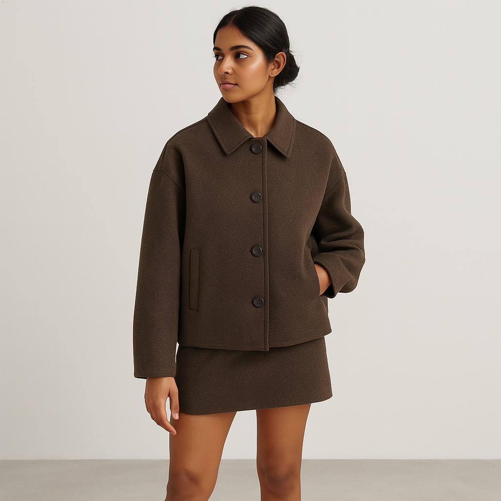 Ladies Wide Fit Short Jacket | Button Closure