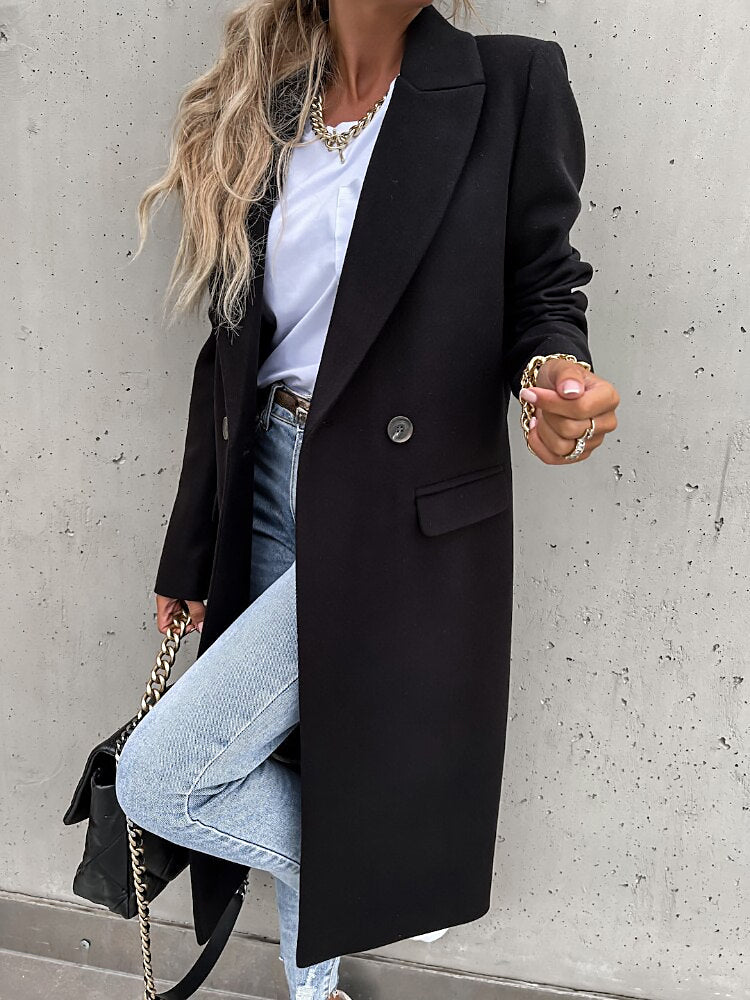 Ladies Classic Coat | Button Front Long Cut