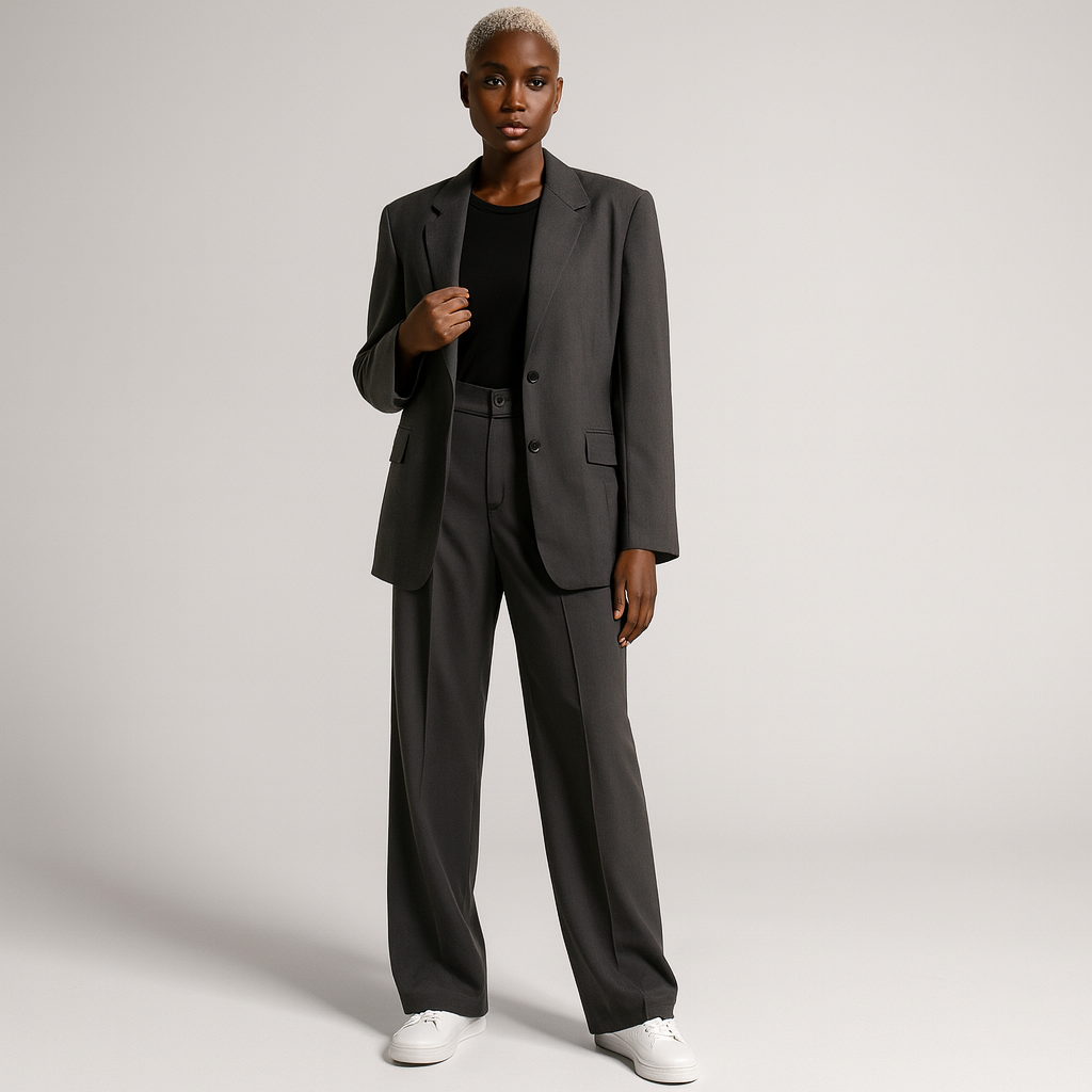 Ladies High Waisted Wide Leg Pants | Pleated Look