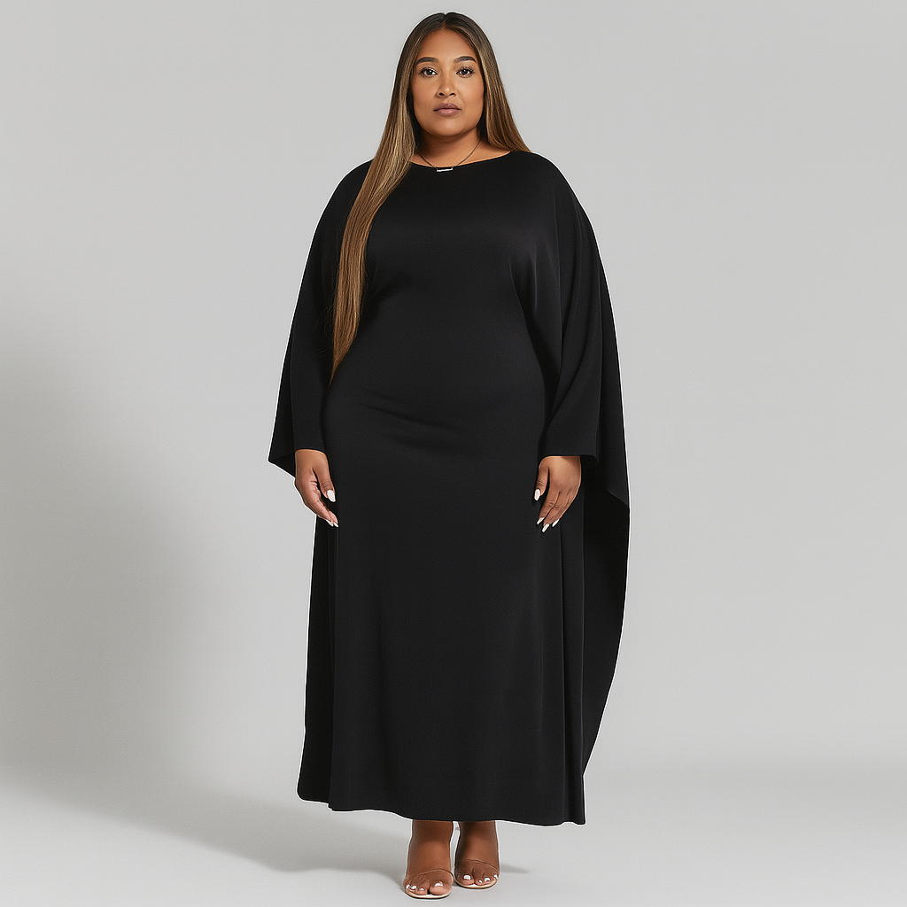 Women's Wide Cape Maxi Dress | Asymmetric Style