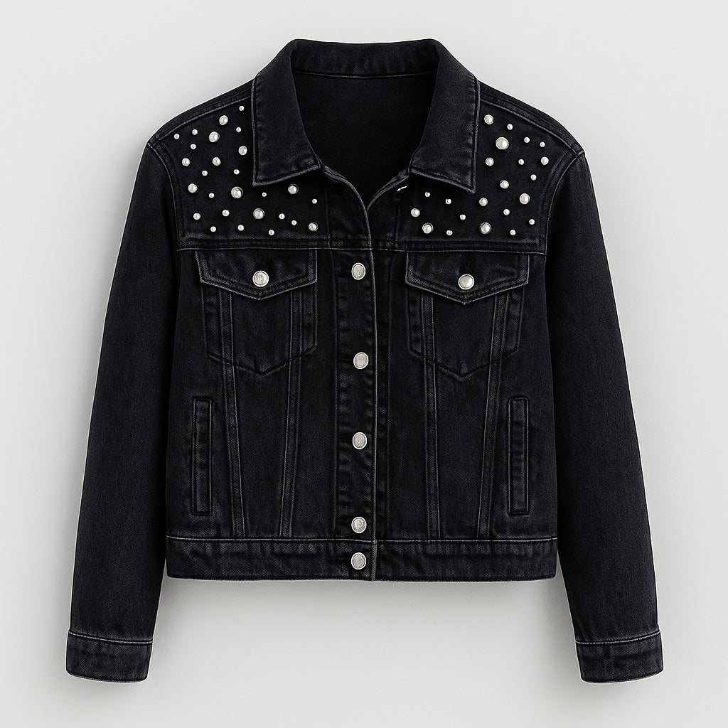 Ladies Cropped Jacket | Pearl Embellishment