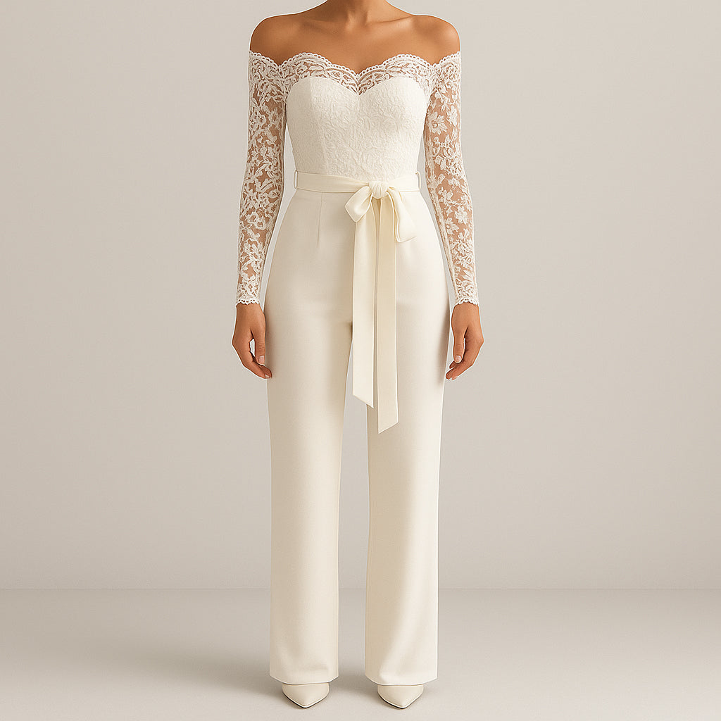 Ladies Off-Shoulder Jumpsuit | Lace Detail