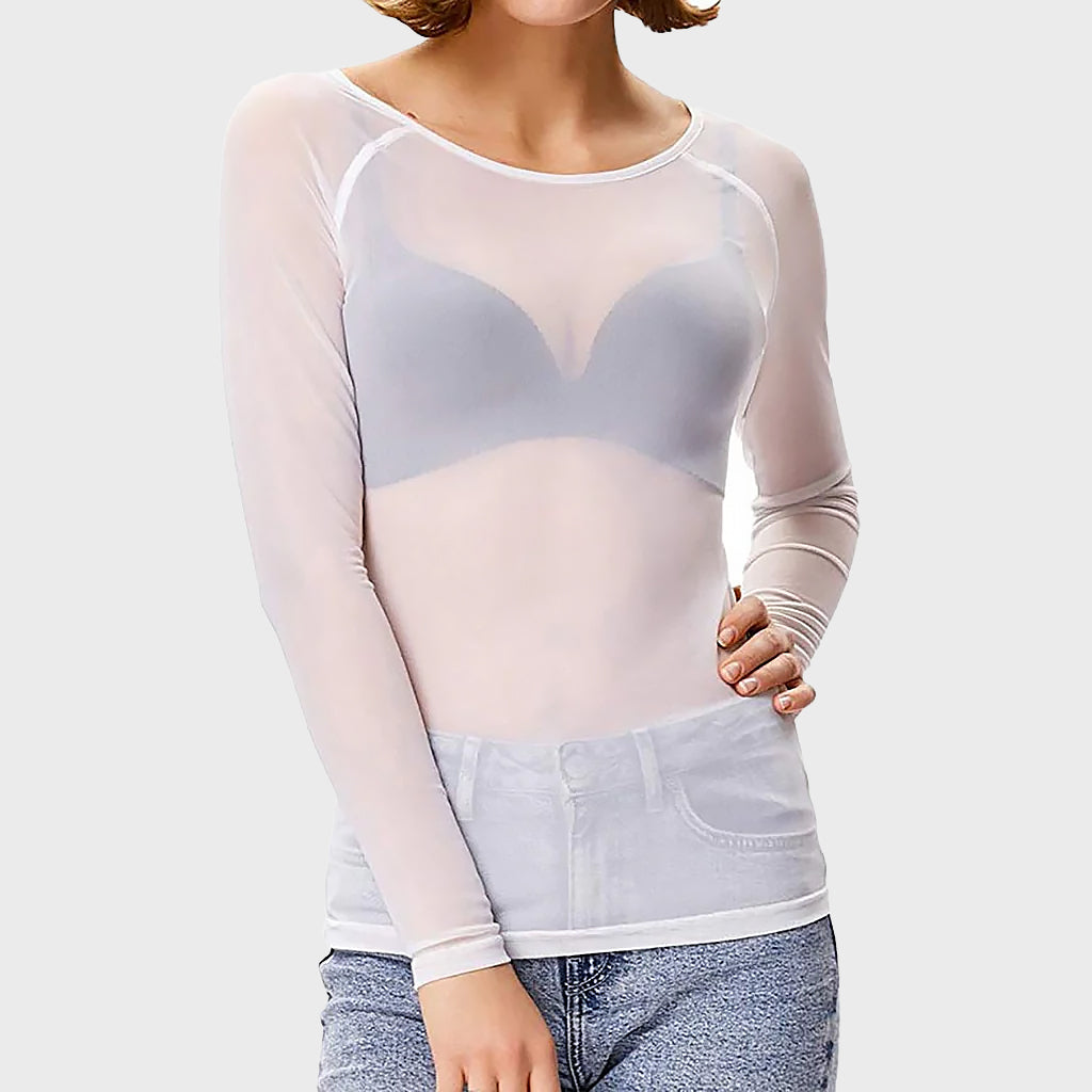 Ladies Sheer Long Sleeve Shirt | Slim Fit Structure