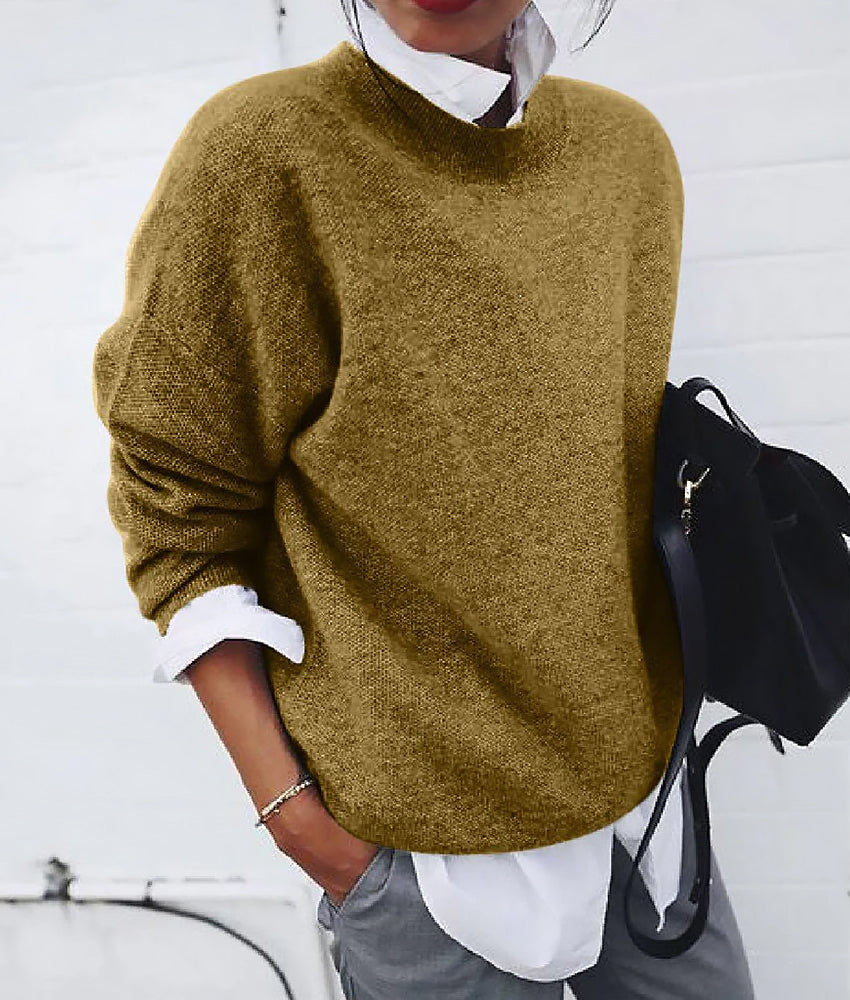 Ladies Loose Fit Knit Sweater | Round Neck