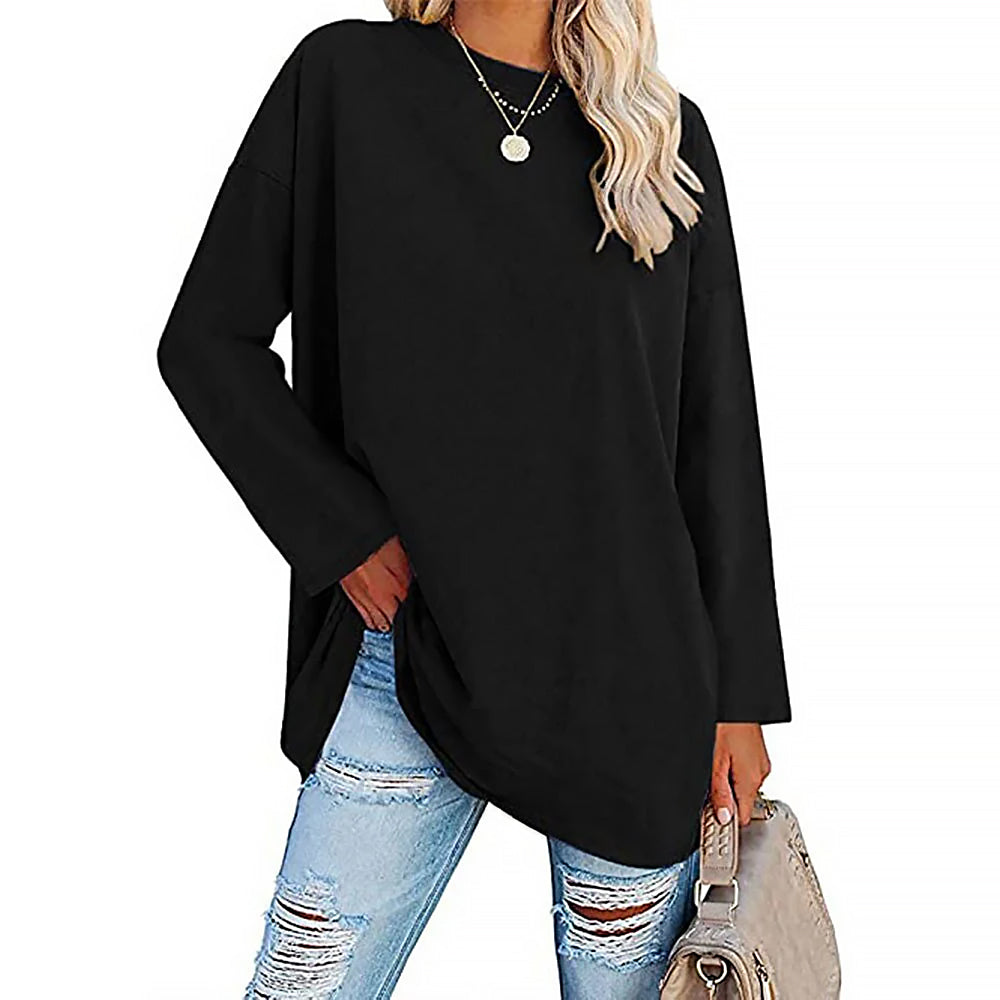 Ladies Long Sleeve Round Neck Shirt | Loose Fit