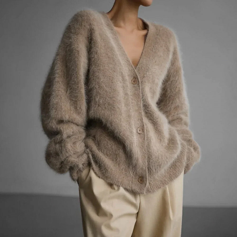 Ladies Wide Cut Cardigan | Deep V Neck
