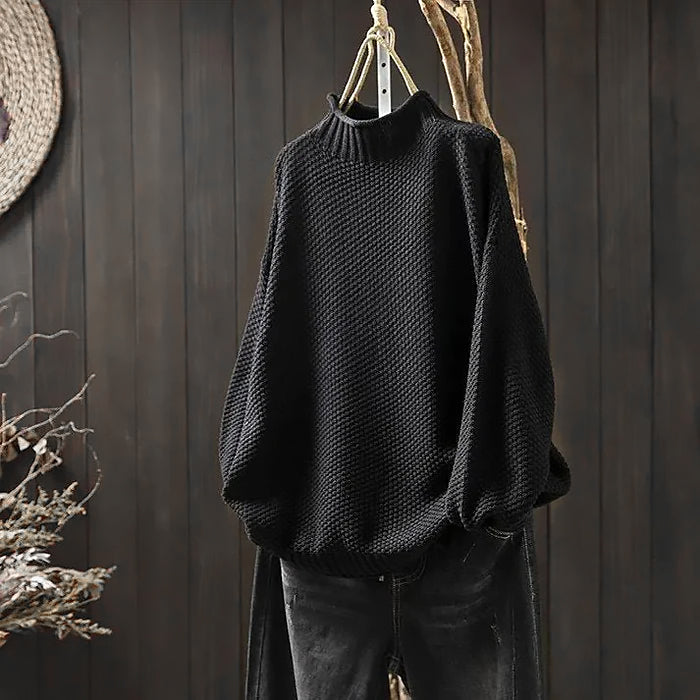 Ladies Loose Turtleneck Sweater | Chunky Knit