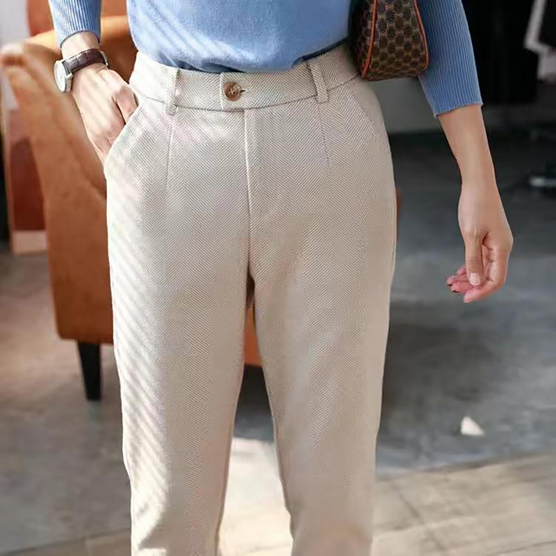 Ladies Structured High Waist Pants | Straight Leg