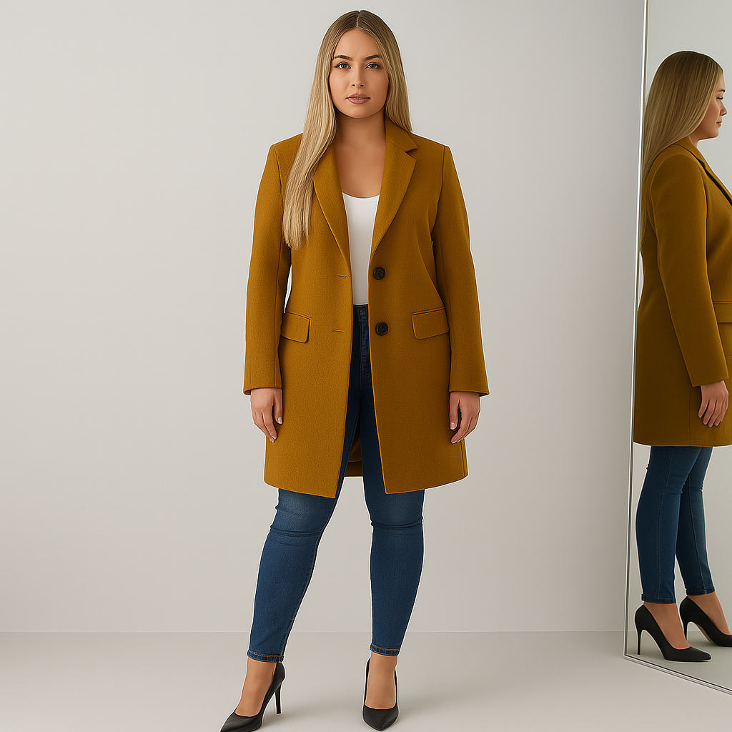 Ladies Fitted Short Coat | Classic Lapel Collar