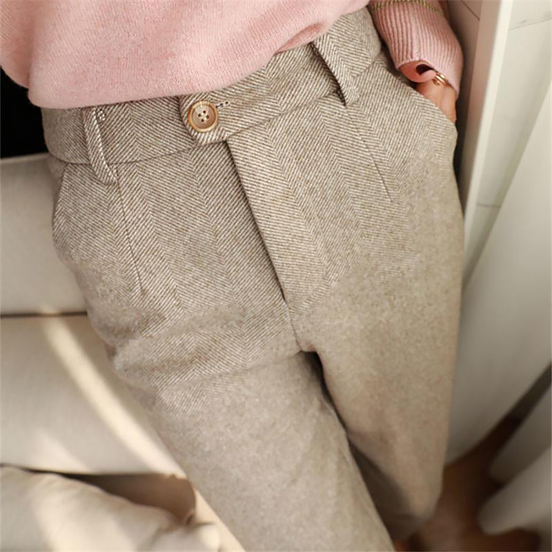 Ladies Structured High Waist Pants | Straight Leg