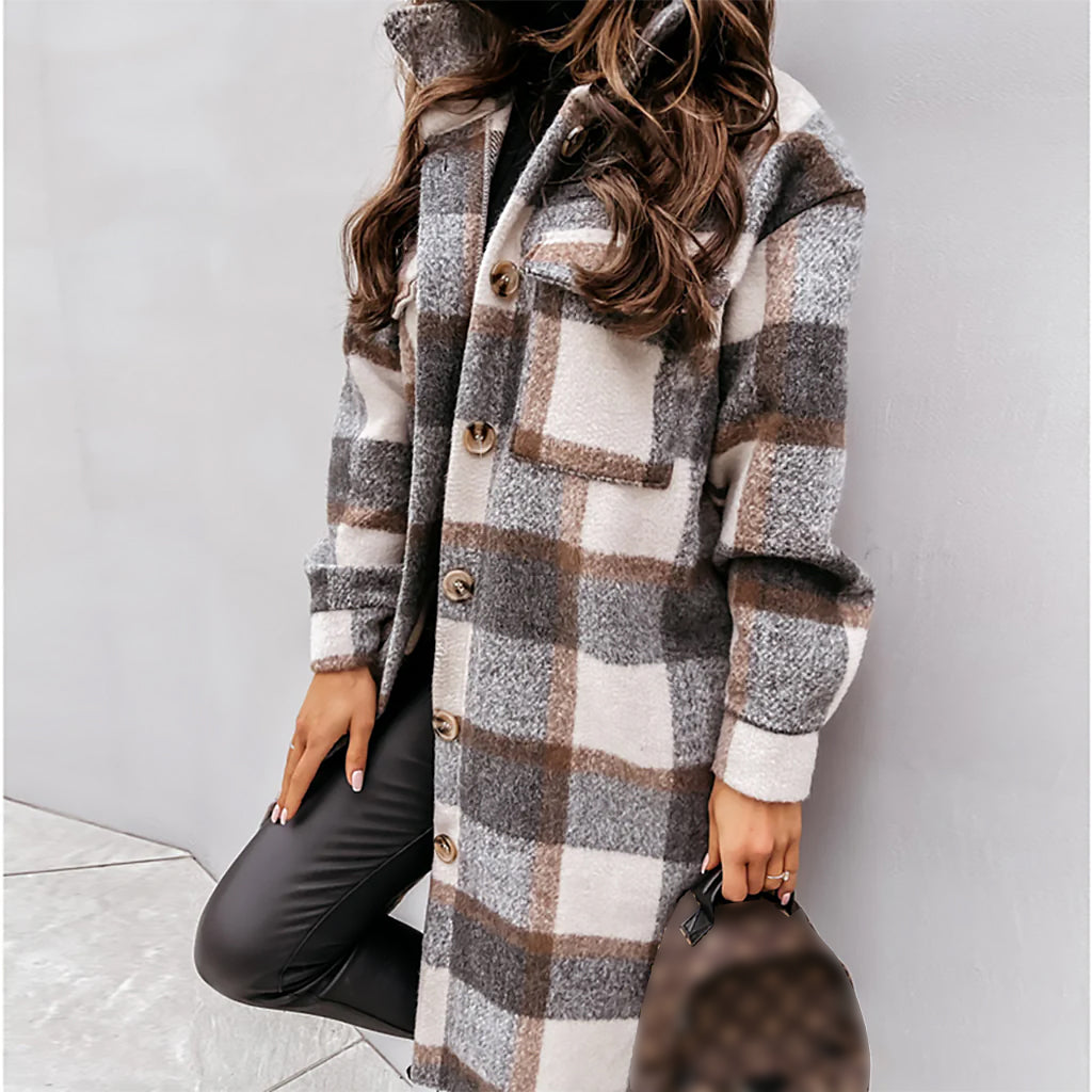 Ladies Checked Coat | Wide Silhouette