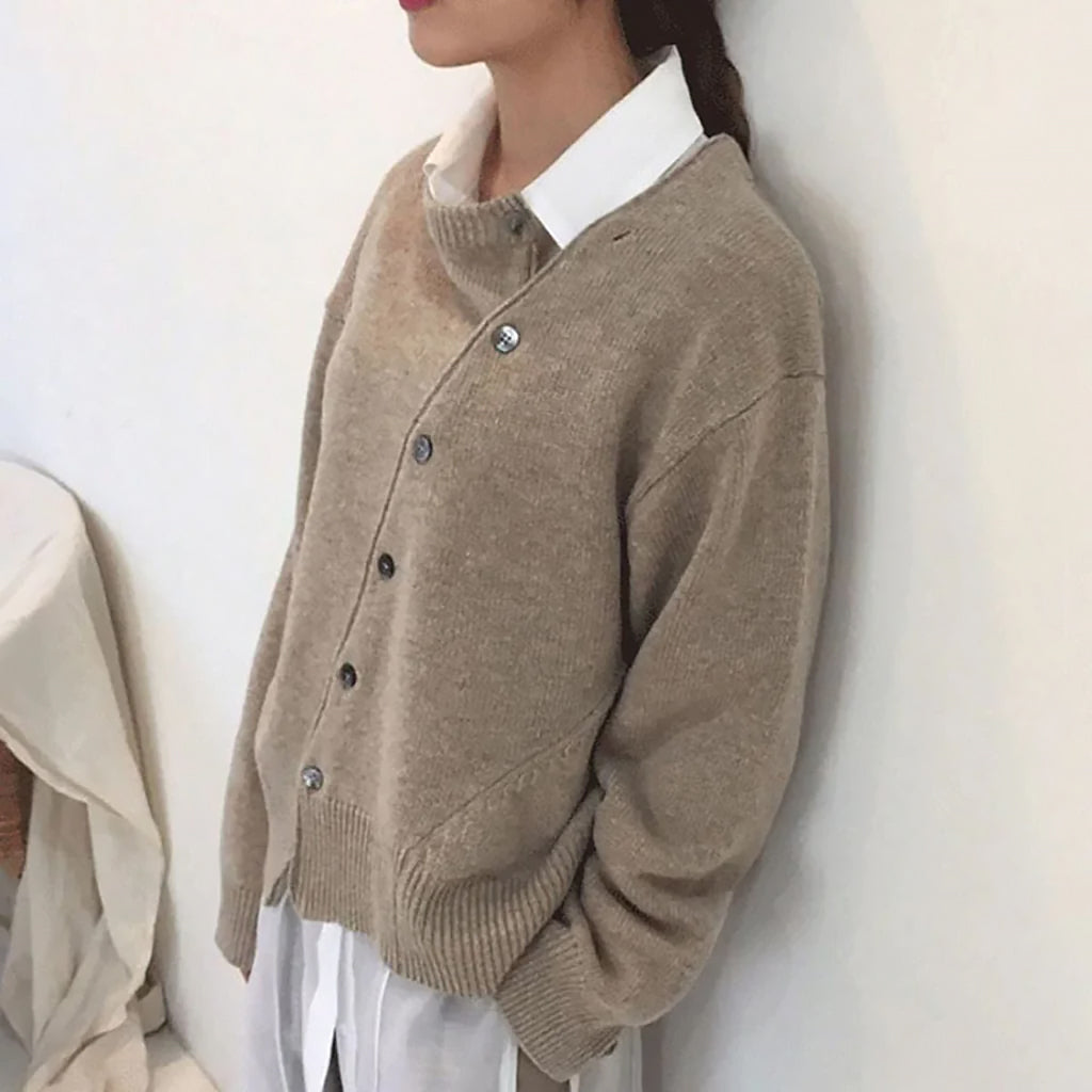 Ladies Loose Knit Cardigan | Button Closure
