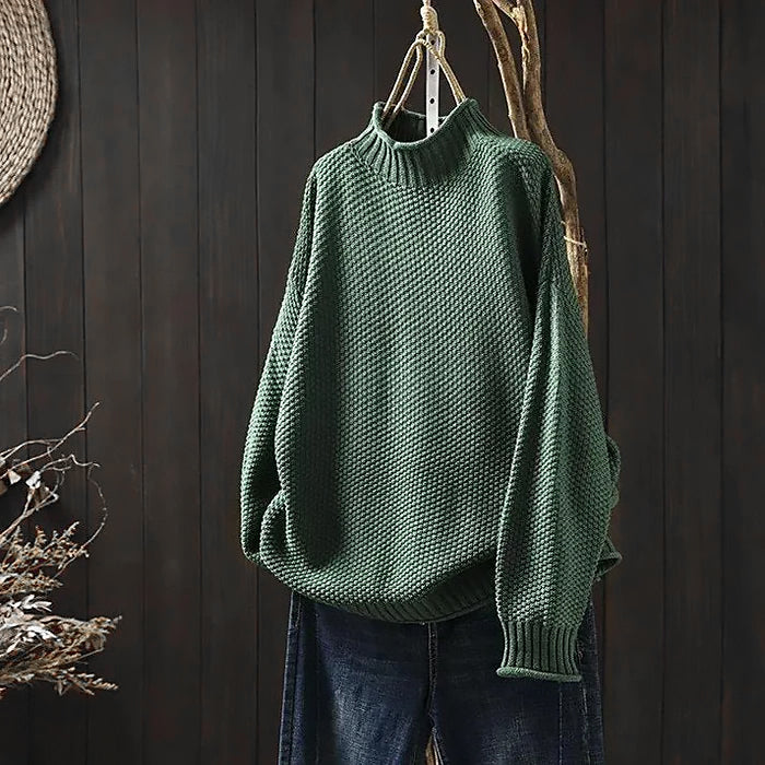 Ladies Loose Turtleneck Sweater | Chunky Knit