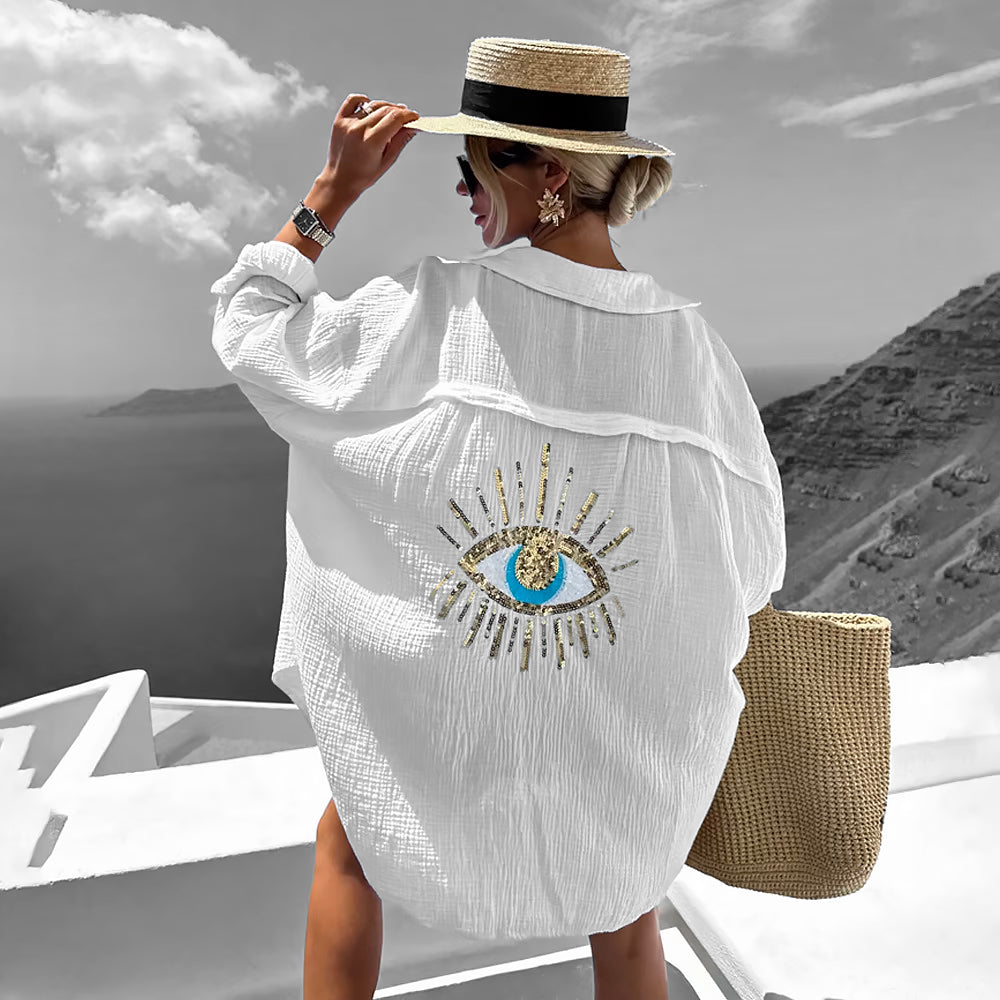 Women Oversized Summer Blouse | Eye Detail