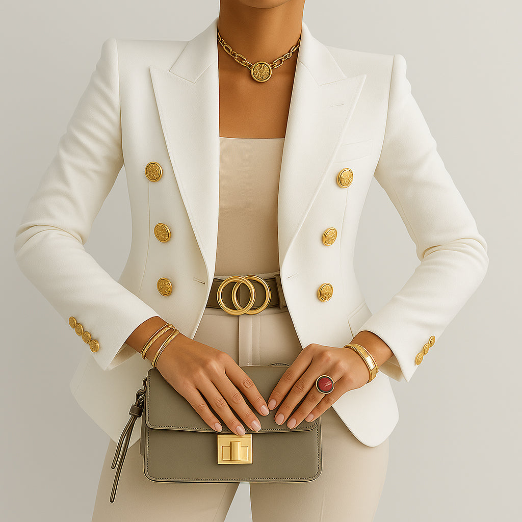 Ladies Fitted Blazer | Gold Button Detail