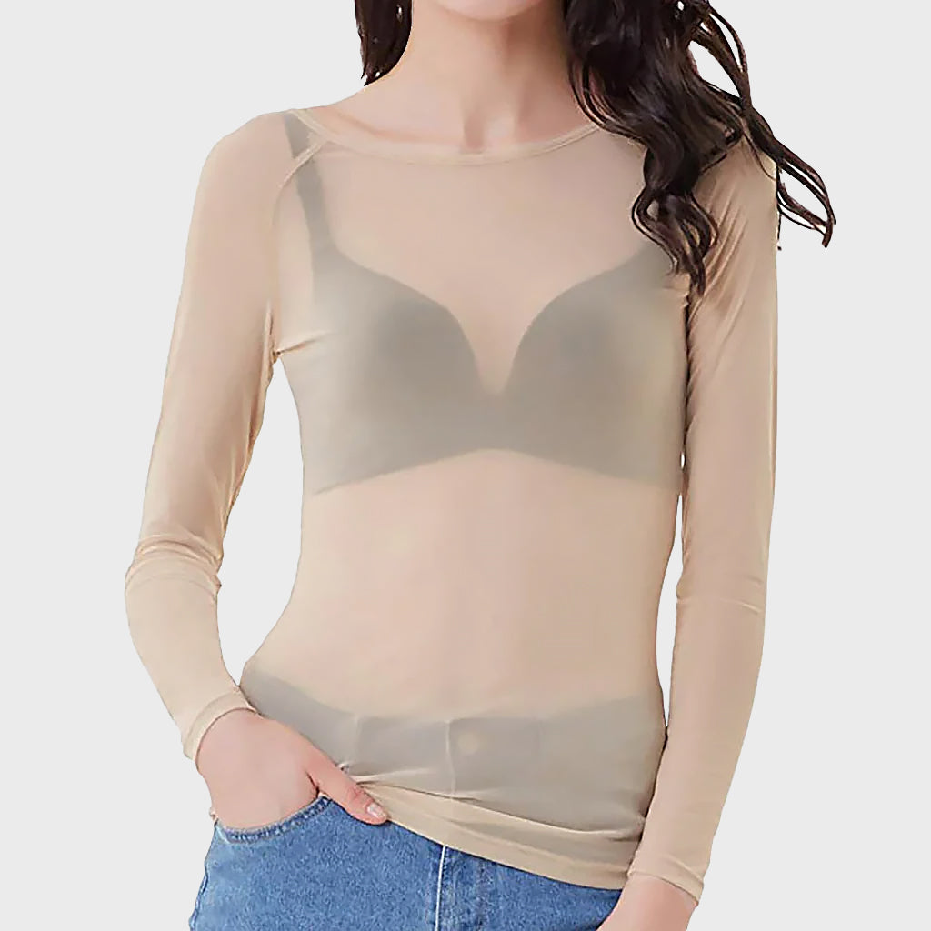 Ladies Sheer Long Sleeve Shirt | Slim Fit Structure
