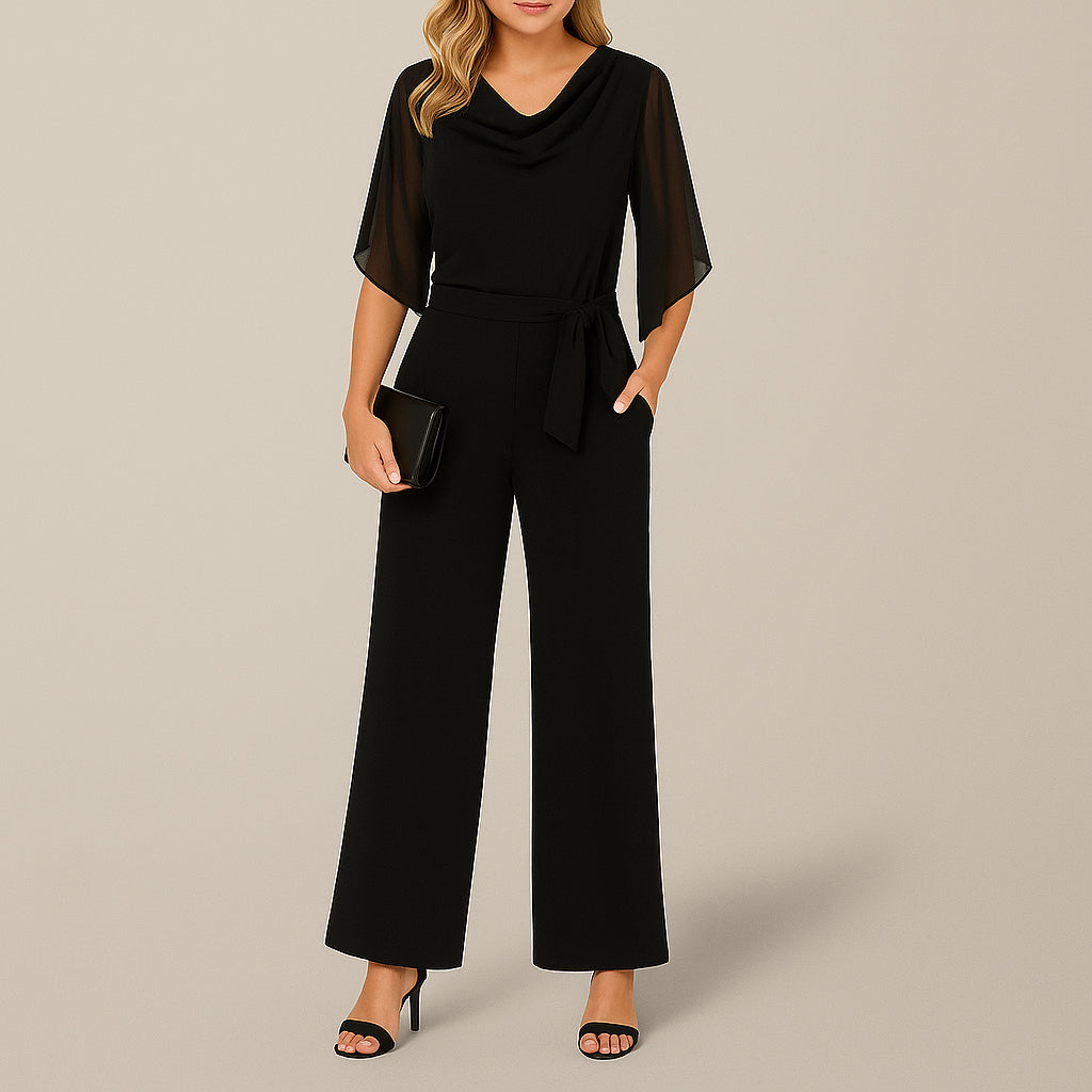 Ladies Belted Jumpsuit | Wide Leg