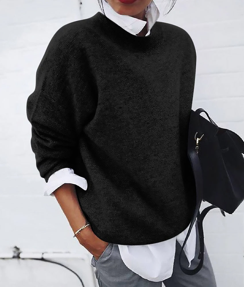 Ladies Loose Fit Knit Sweater | Round Neck