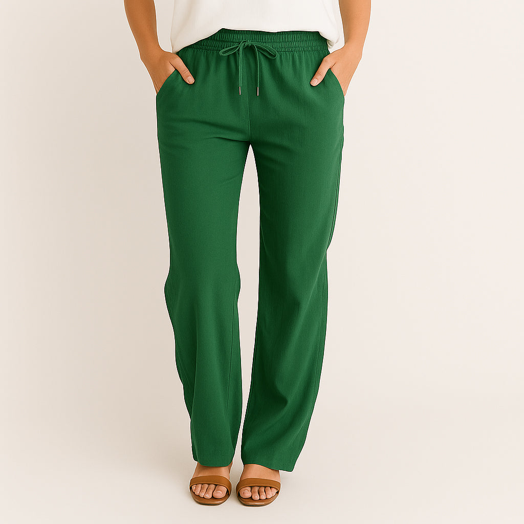 Ladies Wide Leg Pants | Drawstring Waist
