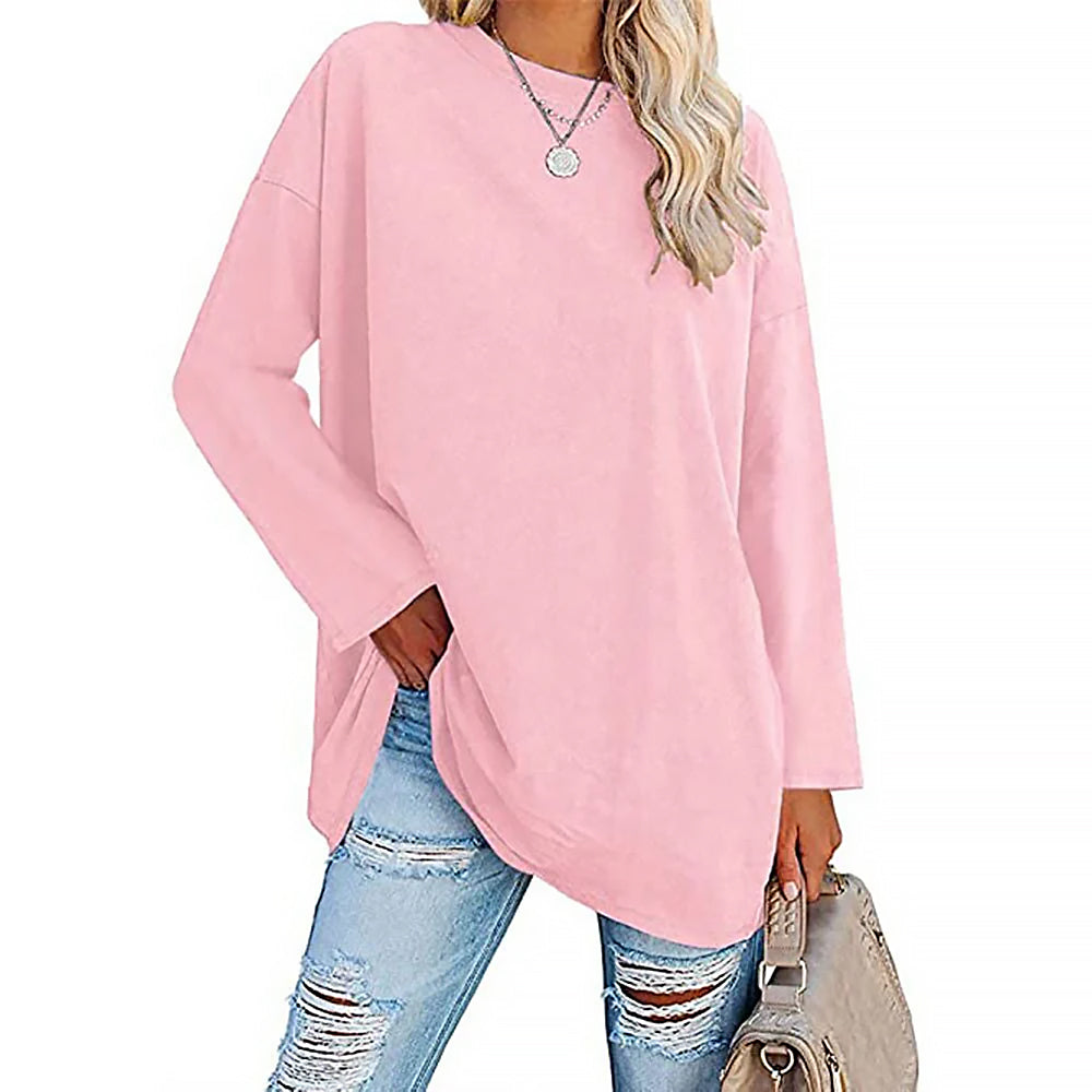 Ladies Long Sleeve Round Neck Shirt | Loose Fit