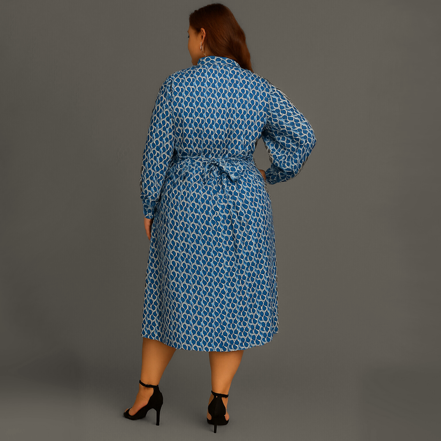 Women Printed Midi Dress | Belted Neckline