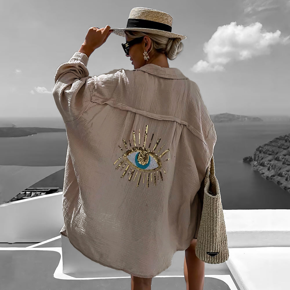 Women Oversized Summer Blouse | Eye Detail