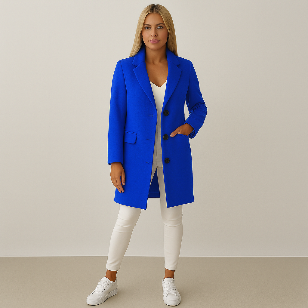 Ladies Fitted Short Coat | Classic Lapel Collar