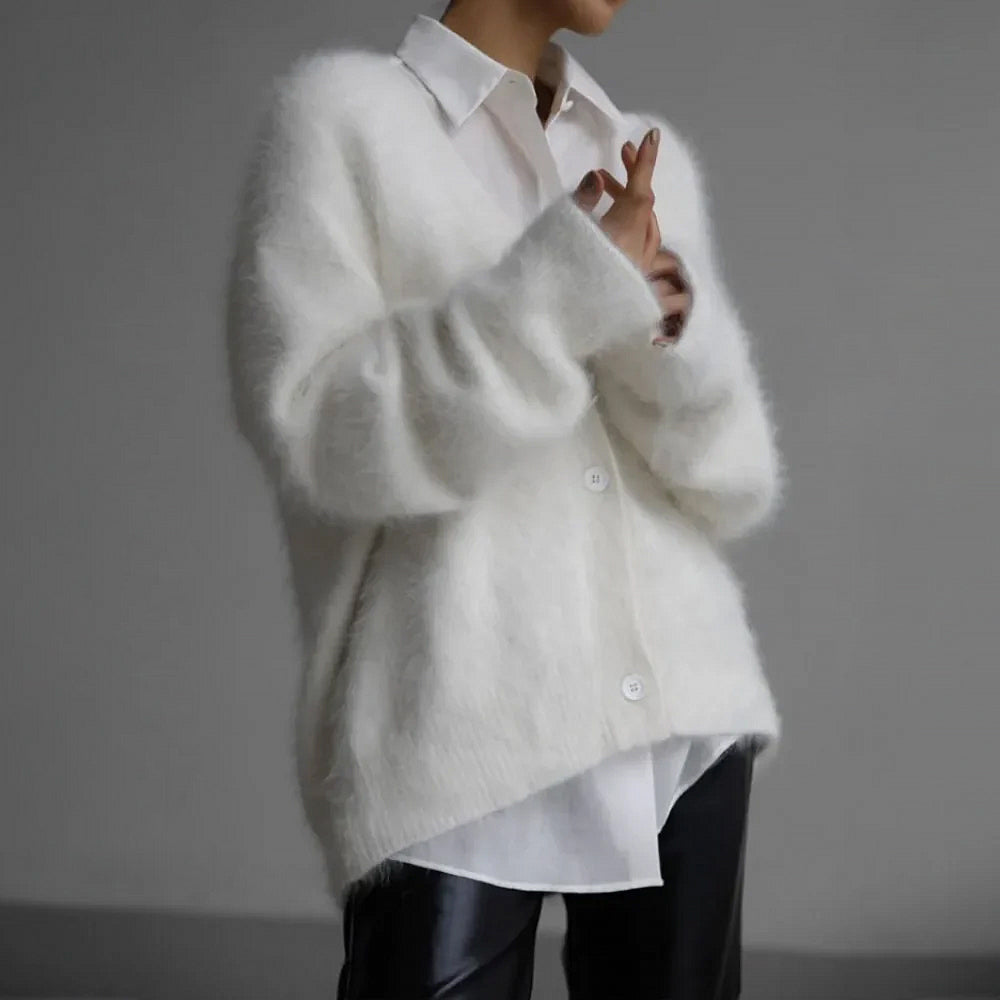 Ladies Wide Cut Cardigan | Deep V Neck