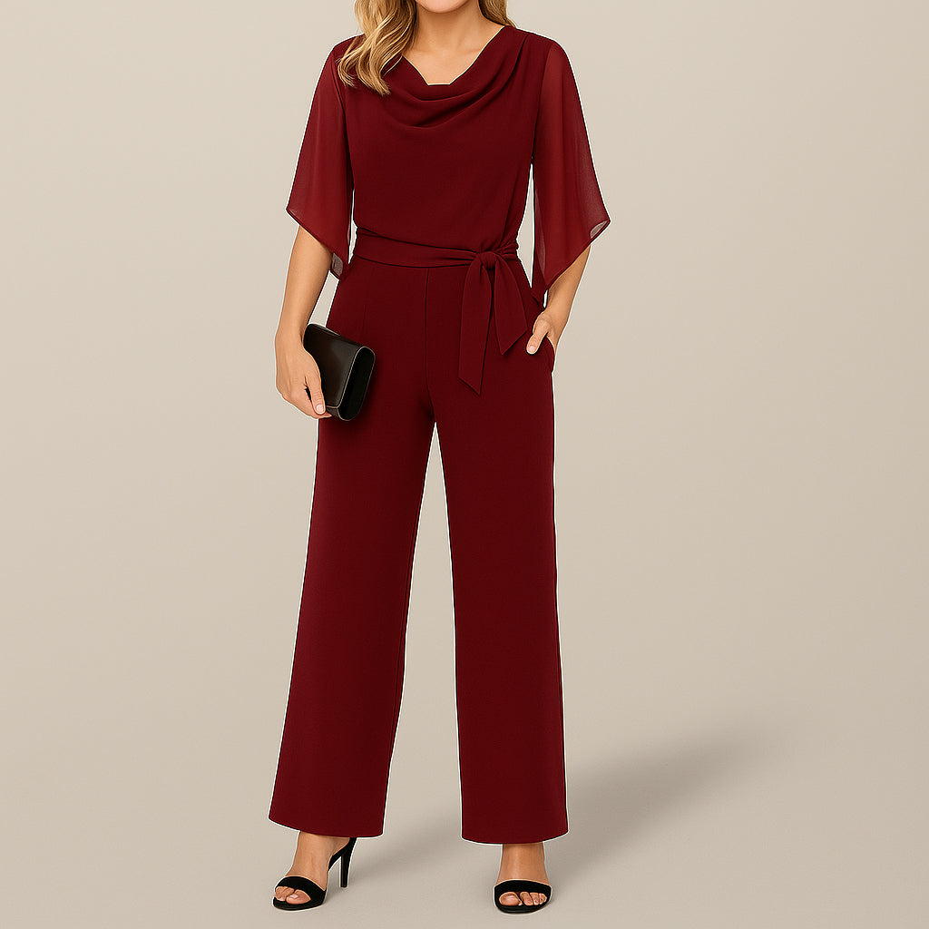 Ladies Belted Jumpsuit | Wide Leg