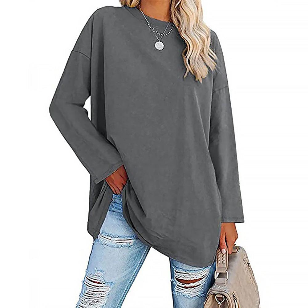 Ladies Long Sleeve Round Neck Shirt | Loose Fit