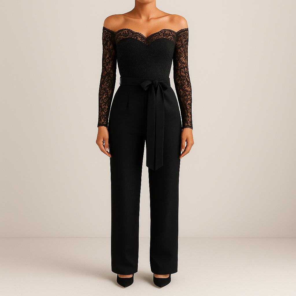 Ladies Off-Shoulder Jumpsuit | Lace Detail