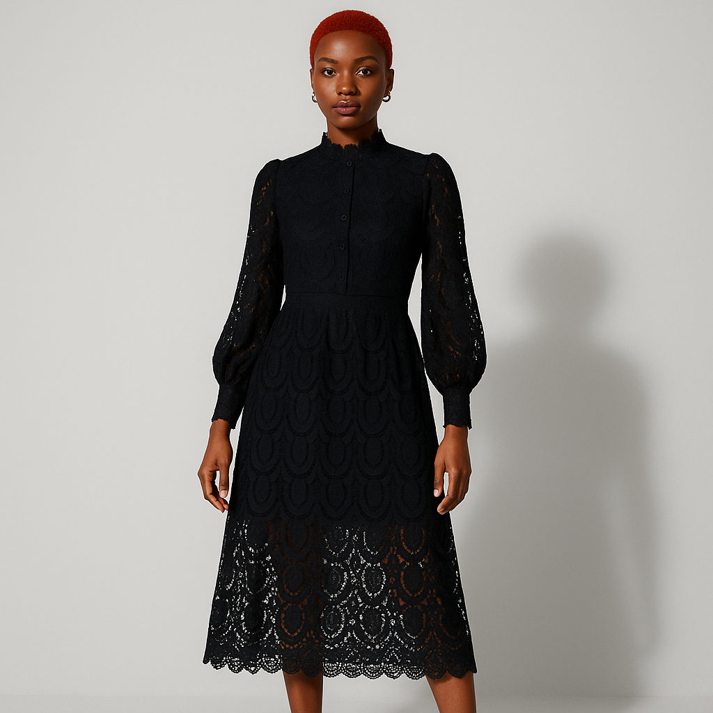 Women Lace Midi Dress | Long Sleeve Elegant